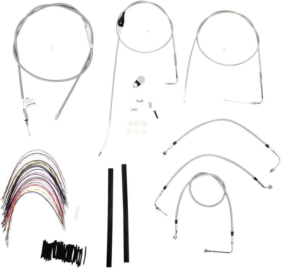 harley davidson flhri [BURLY BRAND] - Complete stainless steel handlebar cable/brake line kit