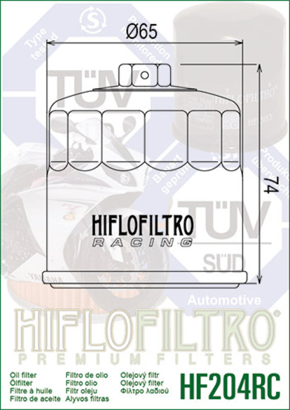 Honda CB 750 Hornet Rh12 [HiFlofiltro] - Racing oil filter - HF204RC