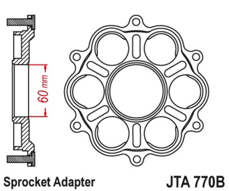 Ducati Panigale 1199 [JT SPROKETS] - Rear sprocket carrier - 6 Silentbloc Ducati Panigale/Monster