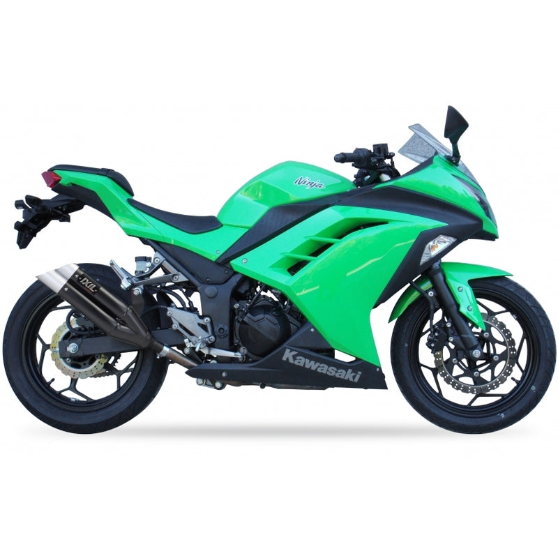Kawasaki Z 300 [IXIL] - Hyperlow silencer stainless steel black / end cap aluminum - XK7336XB