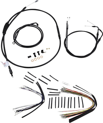 harley davidson flstc [BURLY BRAND] - Complete Black Vinyl Handlebar Cable/Line Kit for Ape Hanger - 0