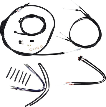 harley davidson sportster 883 iron xl [BURLY BRAND] - Complete Black Vinyl Handlebar Cable/Line Kit for Ape Hangers