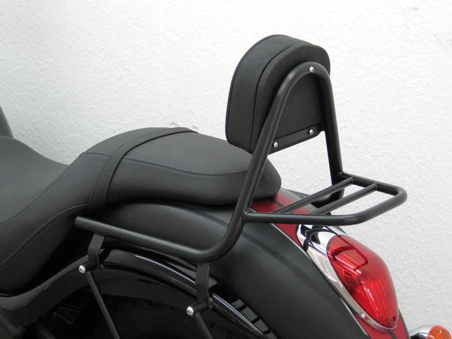 Kawasaki VN 900 Custom [2007-2017] - Sissy bar made of pipe with pillows and luggage rack, black
