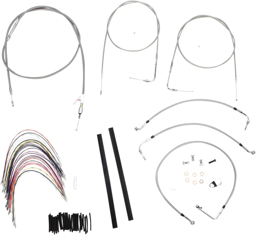 harley davidson flhri [BURLY BRAND] - Complete stainless steel handlebar cable/brake line kit