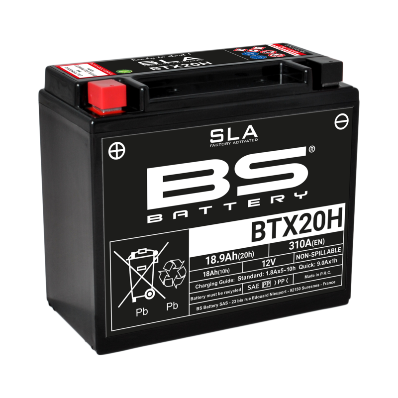 Harley Davidson Flstc [BS BATTERY] - SLA Maintenance Free Battery Factory Activated - BTX20H