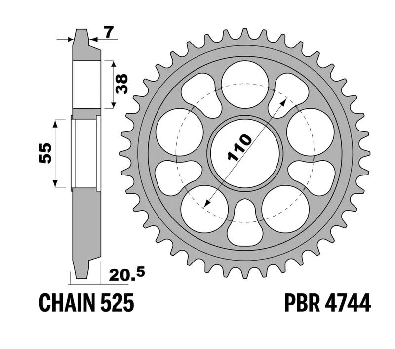 Hyperstrada 821 [PBR] - Sprocket steel reinforced - 525