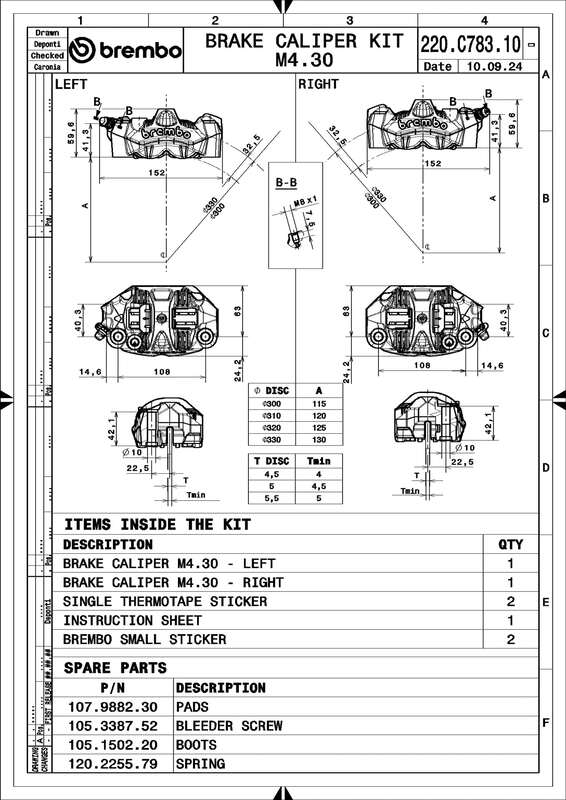 Yamaha Tracer 9 [BREMBO RACING] - GP4-RS Pair of front radial brake calipers 4 pistons Ø3mm