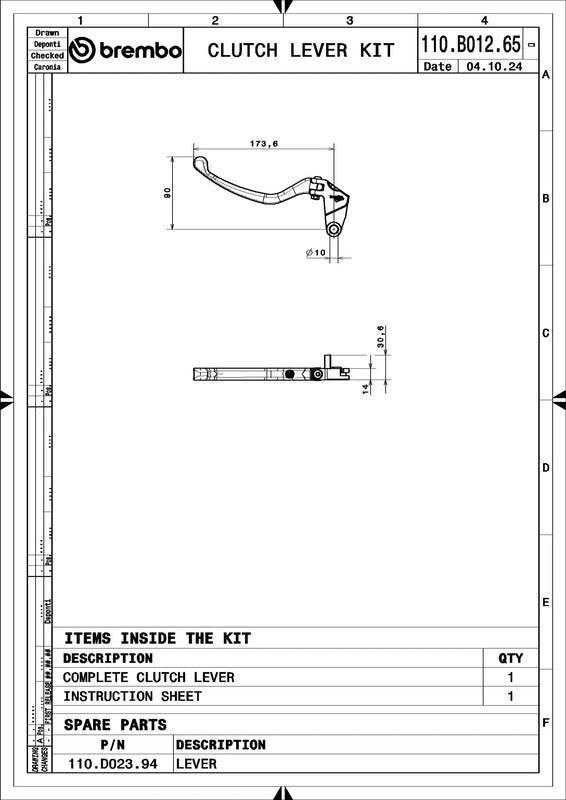 Kawasaki Ninja 1000 [BREMBO RACING] - UPGRADE RCS Style Clutch Lever