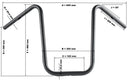 Suzuki Vl 800 [HIGHWAY HAWK] - Bad Hawk 1 inch handlebar with 3 holes, 845mm wide 370mm high, chrome