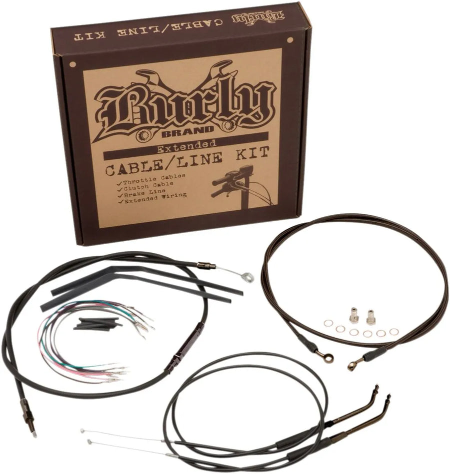 harley davidson flst [BURLY BRAND] - Complete Black Vinyl Handlebar Cable/Line Kit for Ape Hanger