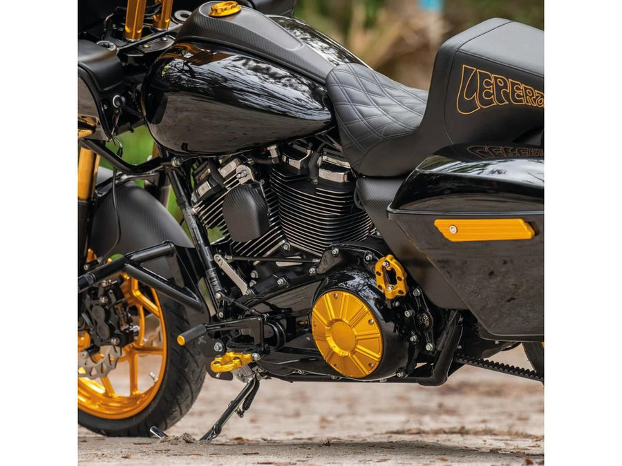 Harley Davidson Touring [2016-2024]-10-gauge derby cover gold anodized