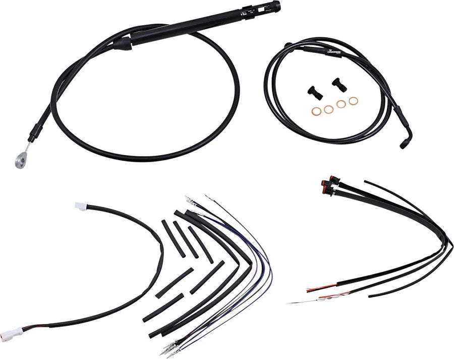 harley-davidson street bob [BURLY BRAND] - Complete Black Vinyl Handlebar Cable/Line Kit for Ape Hangers
