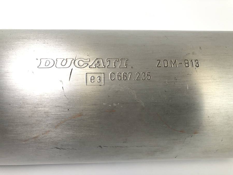 Ducati Monster M600 [1995] - exhaust end silencer silencer on the left with signs of wear