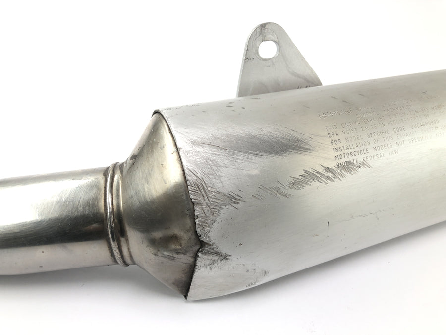 Ducati Monster M600 [1995] - exhaust end silencer silencer on the left with signs of wear