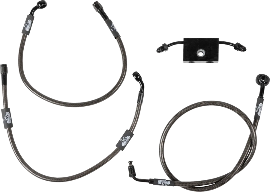 harley davidson fxdrs 114 [LA CHOPPERS] – Midnight Braided Brake Line Kit